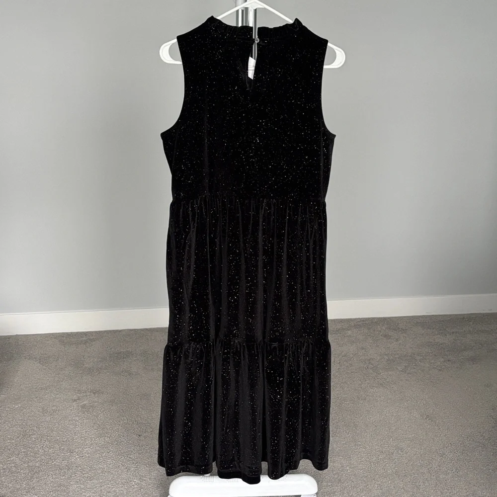 J. Crew Elegant Black Velvet Midi Dress